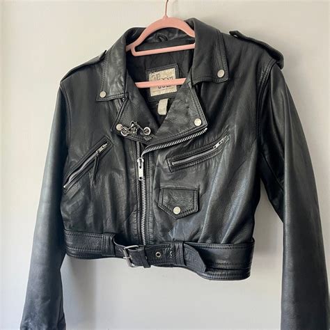 90's UMR Leather Moto Jacket With Vintage Harley Davidson Pin / Brooch ...