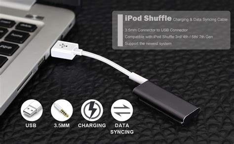 Imangoo Charging Cable For Ipod Shuffle Cable Usb Data Sync Cable Cord 35mm Male