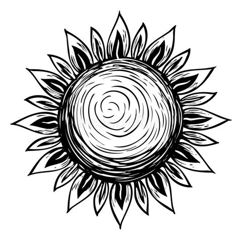 Vector Illustration Yellow Sun Isolated On White Background Drawn In