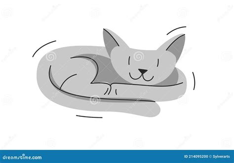 Cute Cat Sleeping Vector Illustration Stock Vector Illustration Of