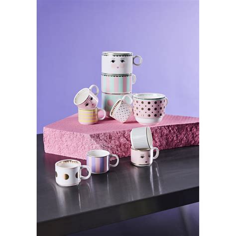 Miss Etoile Set 4 Mug Bubbles Colori Pastello Con Supporto