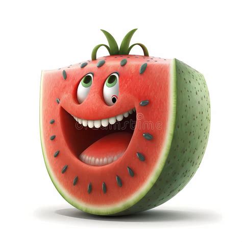 Happy Watermelon Cartoon Generative Ai Stock Photo Image Of Happy