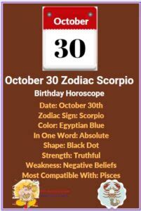 October 30 Zodiac Sign Scorpio Birthday Horoscope