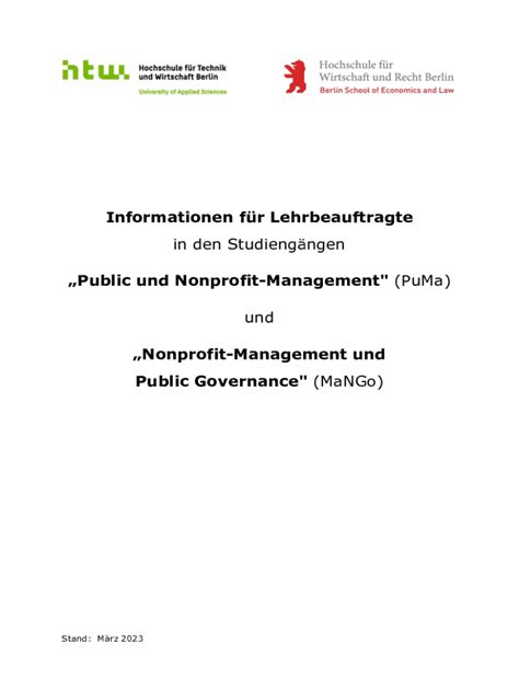 Ausfüllbar Online Nonprofit Management BA or BS Public