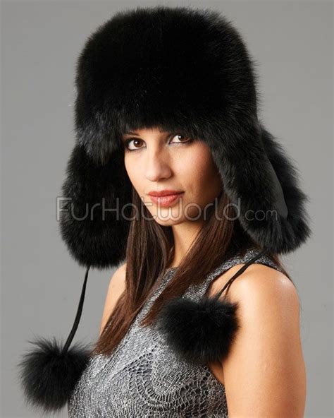 Fox Fur Trapper Hat With Pom Poms Sold Russian Hat Russian Fashion