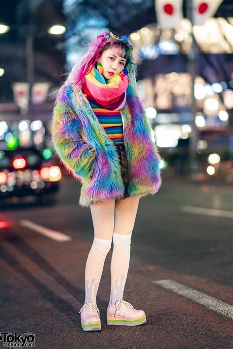 Tokyo Colorful Fashion w/ Rainbow Hair Falls, 80s90s00s Tassel Earrings ...