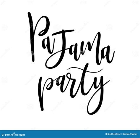 Pajama Party Hand Lettering Typography Template Stock Vector