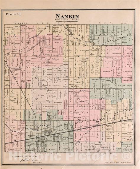 Historic 1893 Wall Map Detailed Official Atlas Of Wayne County Michigan