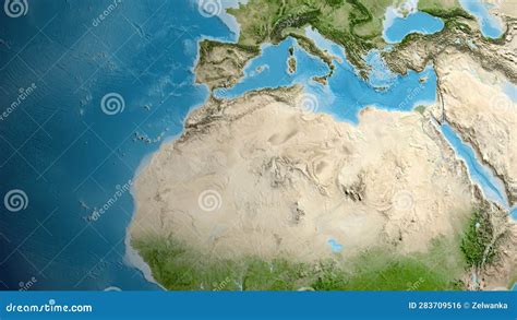 Globe Centered On Algeria Neighborhood Satellite Map Stock