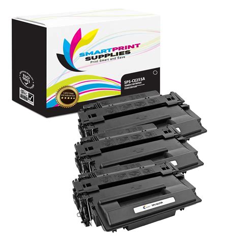 3 Pack Hp 55a Ce255a Replacement Black Toner Cartridge By Smart Print