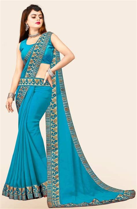 Buy Richeraa Self Design Bollywood Lycra Blend Chiffon Light Blue Sarees Online Best Price In