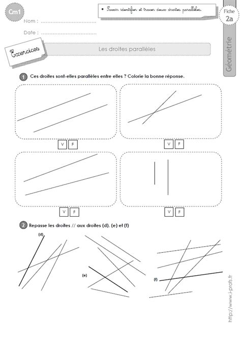 Cm1 Exercices Les DROITES PARALLELES