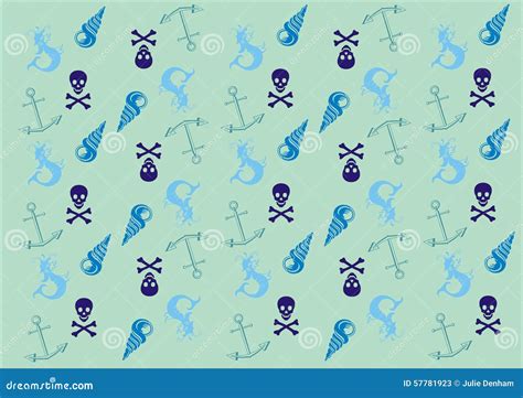 Nautical Ocean Theme Wallpaper Background Stock Illustration ...