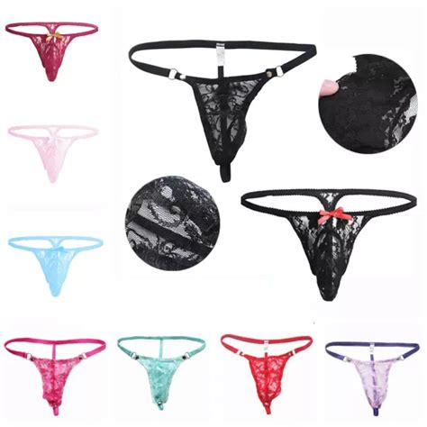 MENS SISSY POUCH Panties Sheer Lace G String T Back Bikinis Underwear Lingerie 6 30 PicClick UK