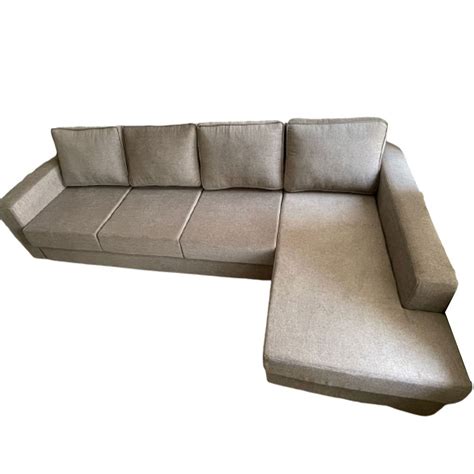 Leather 4 Seater L Shape Wooden Sofa With Lounger 3 1 At Rs 43000