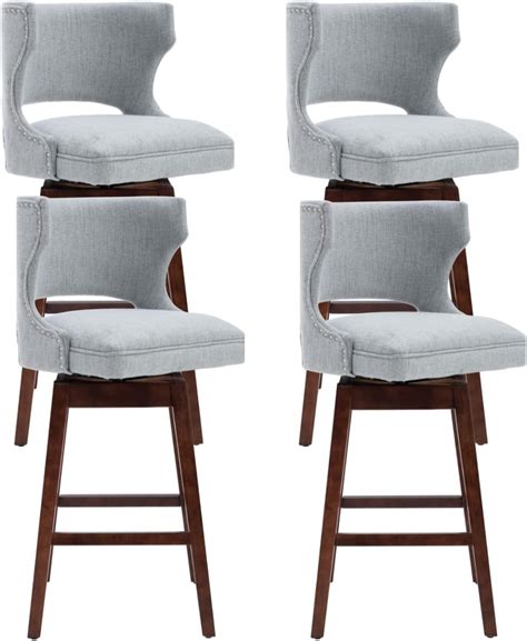 U Tobe 30 Height Bar Stools Set Of 4 Farmhouse Swivel Bar Height Chairs With Backs Counter