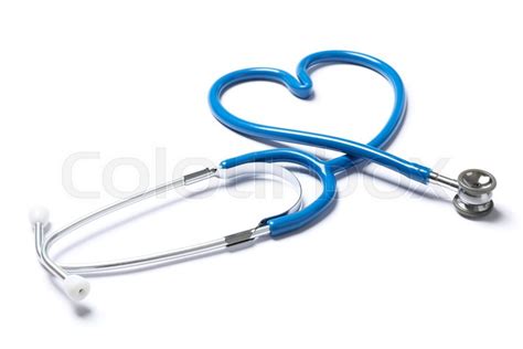 Blue Stethoscope Isolated On White Stock Image Colourbox