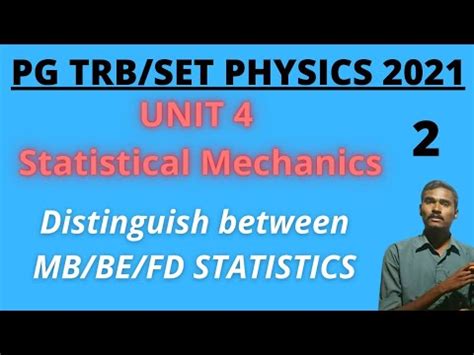 Mb Be Fd Statistics Comparison Pg Trb Unit Statitical Mechanics