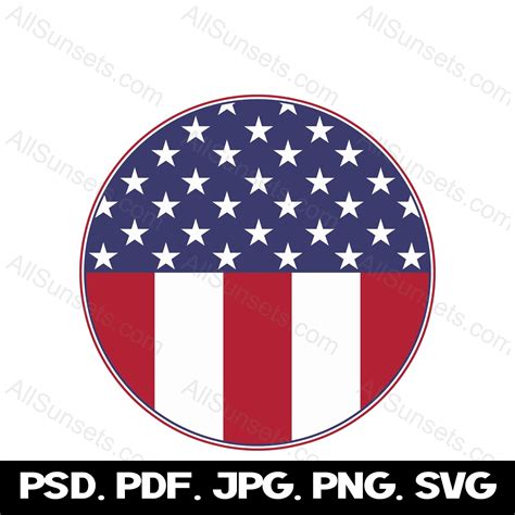 American Flag Circle Svg Png  Pdf Psd File Types Patriotic Usa