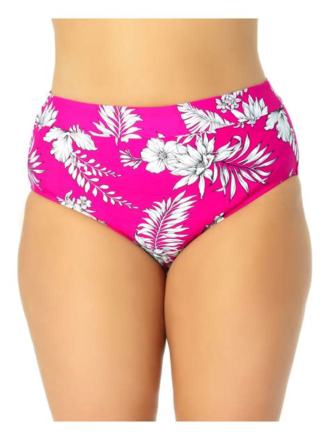 CALIFORNIA WAVES PLUS Women S Multi Color Tropical Print Stretch Banded Lined Bikini Moderate