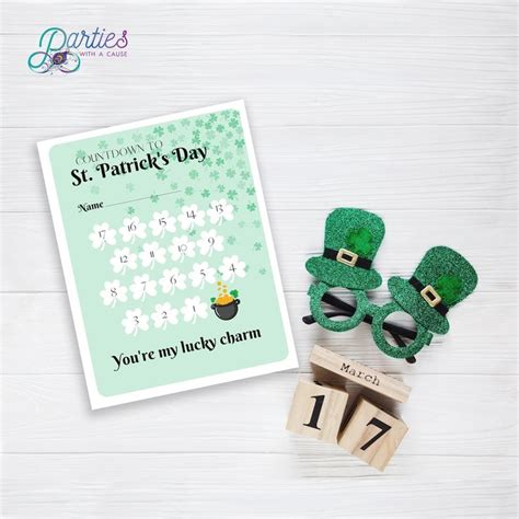 St Patricks Day Countdown Calendar Printable Holiday Calendar Classroom Printout 85x11