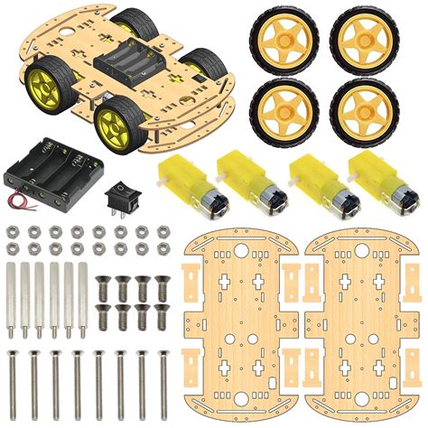 Kit Para Armar Chasis Arduino 4wd 2 Bases AcrÍlicas Con Encoders Grupo Electrostore