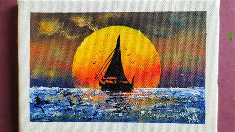 Sunset Sailboat Painting Sunset Acrylic Painting Painting For