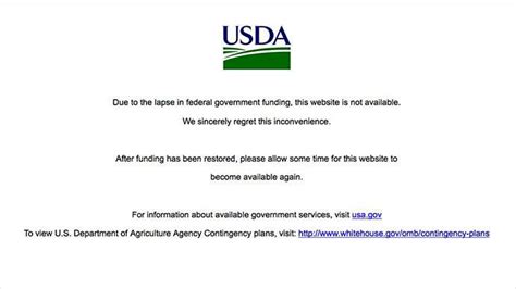 United States Department Of Agriculture Website Taken Down Following 1st Government Shutdown