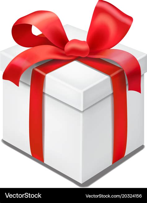 Gift Box With Red Ribbon Bow Isolated Royalty Free Vector