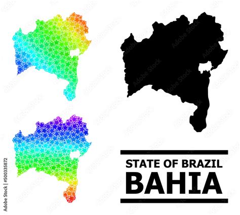 Rainbow gradient star collage map of Bahia State. Vector vibrant map of ...