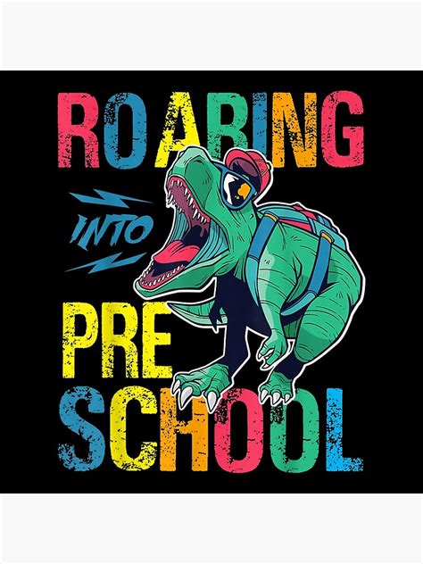 Póster School Dino Regreso a la escuela Dinosaurio rugiendo en de