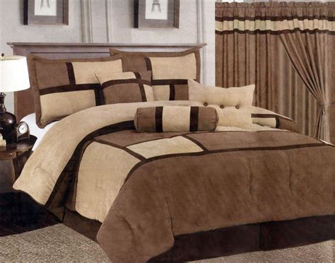 7 Piece Queen Size Comforter Set Micro Suede Brown Tan Bed In A Bag Bedinabag Comforter Sets