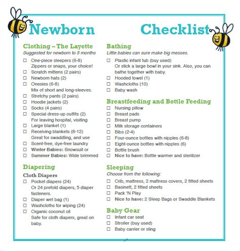 9 Newborn Checklist Samples Sample Templates