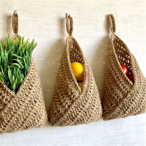 Hanging Fruit Basket Set Jute Vegetable Basket Saving Kitc Inspire