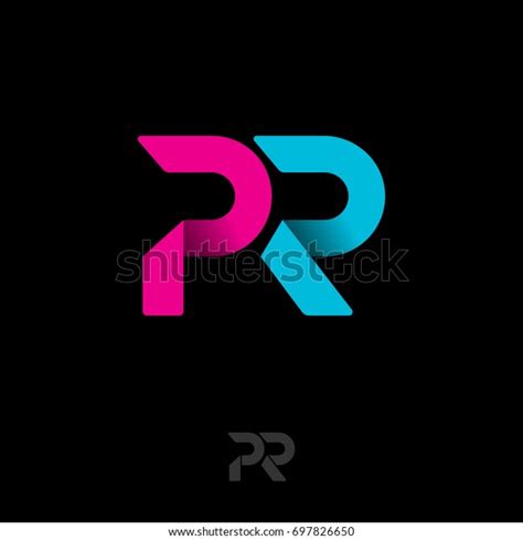 Pr Logo Public Relations Emblem Blue Stock Vector Royalty Free