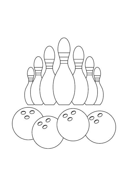 Coloriage De Bowling Noir Et Blanc Vector Clipart De Bowling Vecteur