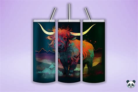 Highland Cow Skinny Tumbler Wraps Png Graphic By Pandastic