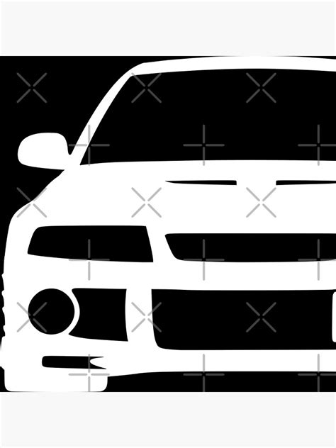 Mitsubishi Lancer Evo Vi White Silhouette Photographic Print For Sale
