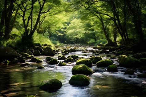 Premium Photo Photo Of Gentle Stream Flowing Through A Lush Forest