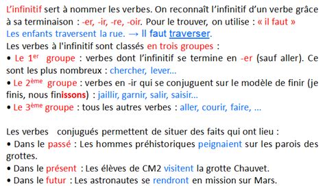 C1 Le Verbe Infinitif Temps Et Groupe Le Cahier De Math