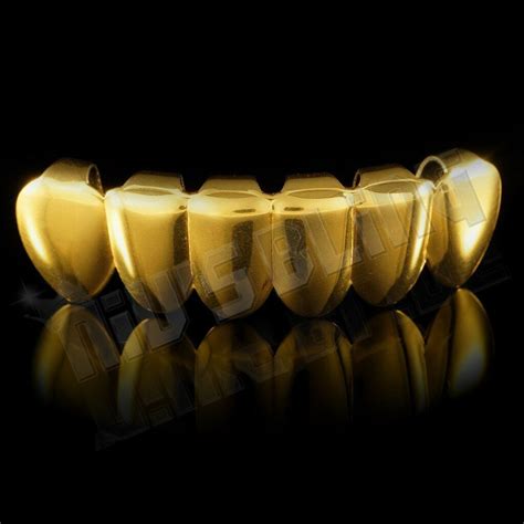 K Gold Plated Grillz Stainless Steel Tooth Top Bottom Hip Hop