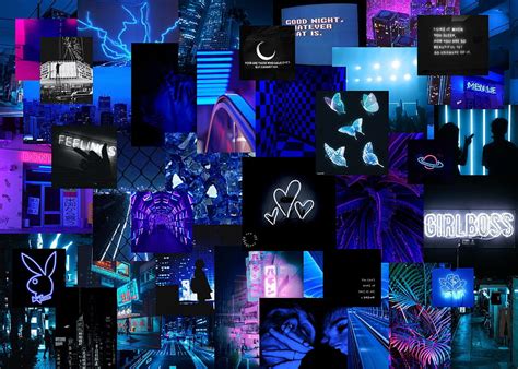 Neon Collage Aesthetic Blue Collage HD Wallpaper Pxfuel