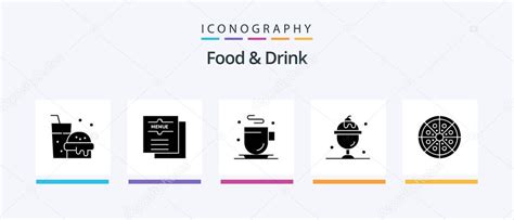 Food And Drink Glyph Icon Pack Including Summer Restaurant Ice