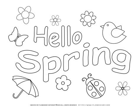 Spring Coloring Pages Hello Spring Planerium