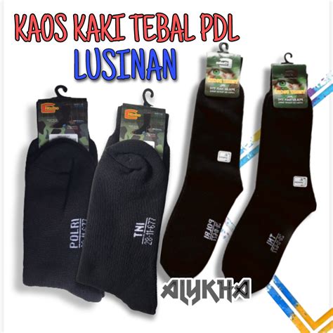 1 Lusin Kaos Kaki PDL POLRI TNI Hitam Polos Tebal Lazada Indonesia