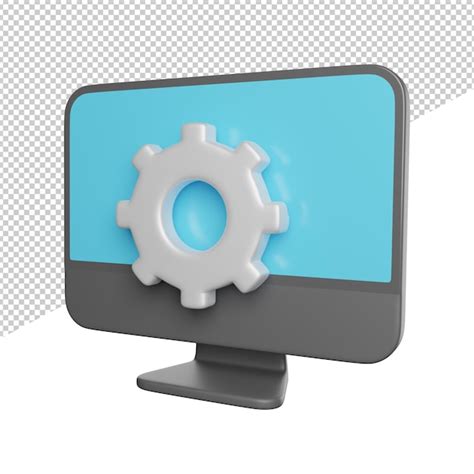 Una pantalla de computadora con un ícono de engranaje Archivo PSD Premium