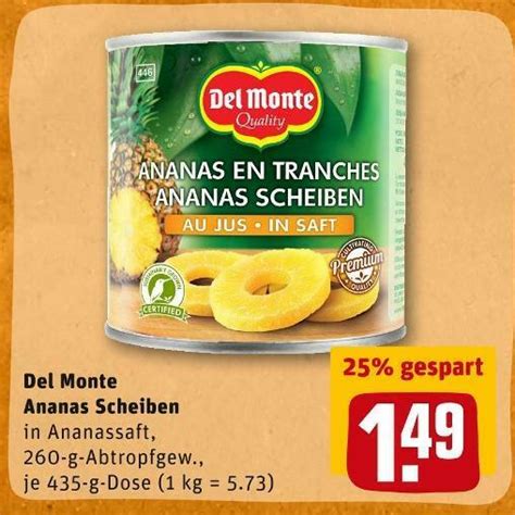 Del Monte Ananas Scheiben Angebot Bei Rewe