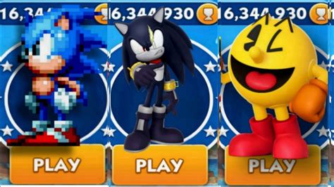 Sonic Dash Classic Sonic VS Captaine Shadow VS Pacman Movie Sonic