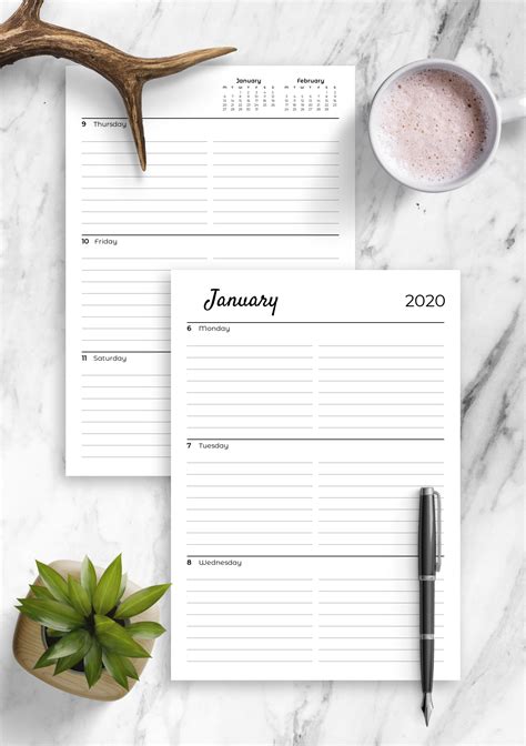 Download Printable Lined weekly planner with calendar PDF