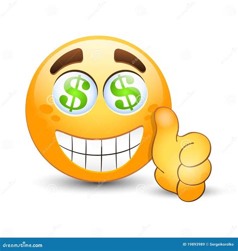 Emoticon With Thumb Up And Dollar Sign In The Eyes Royalty Free Stock